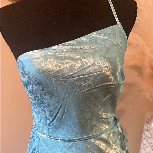 Lulu's One Shoulder Dress in Blue - Picture 3 of 6